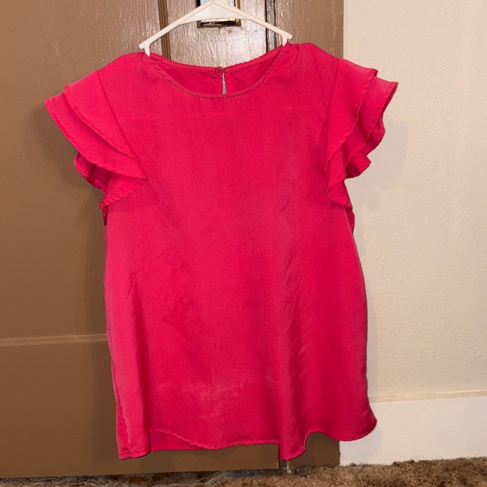 Small Vibrant Pink Ruffle Dress Top